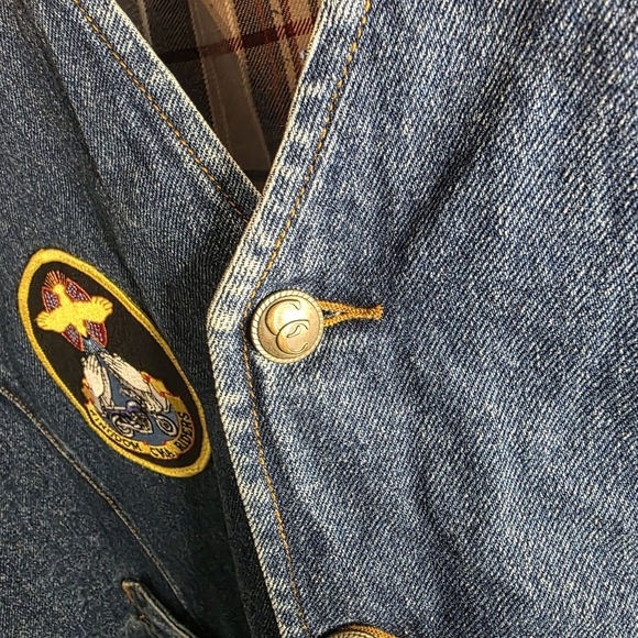 Cripple Creek Denim Lined Motorcycle Vest w/ CMA Kindom Riders Patch, Men XXL - Picture 3 of 7